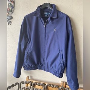 90s Vintage Polo Ralph Lauren Full Zip Bomber Windbreaker Navy Blue Jacket XL